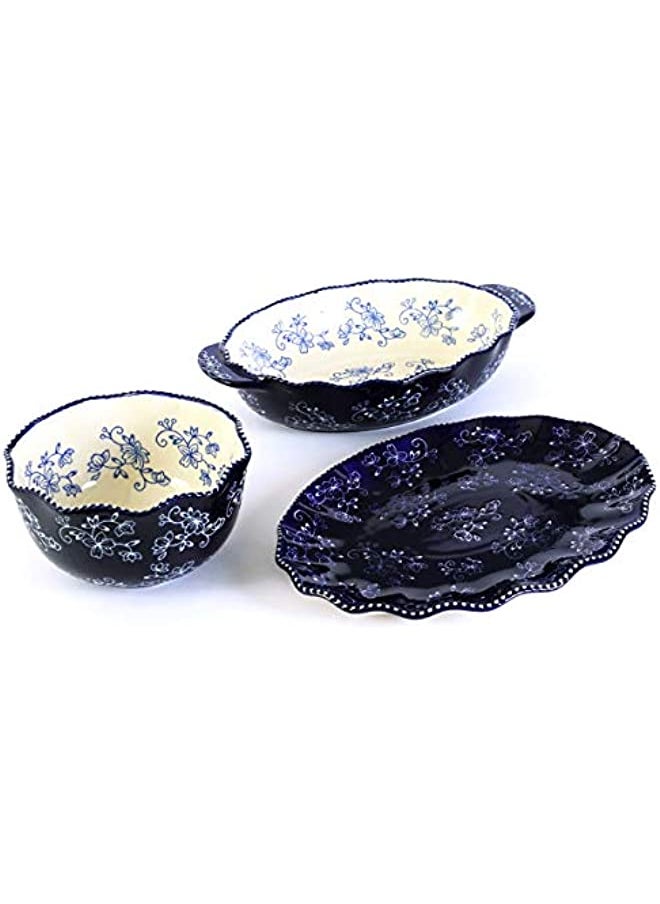 temp-tations® Floral Lace Side Series Set - 3 Piece - Blue