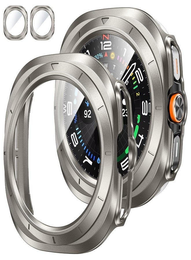 Tensea [2Pack for Samsung Galaxy Watch Ultra 2025/Galaxy Watch 7 Ultra 2024 Screen Protector Case 47mm Accessories, Protective Face Cover for 47 mm, Hard Bumper Built-in Tempered Glass Film Women Men - Image 1