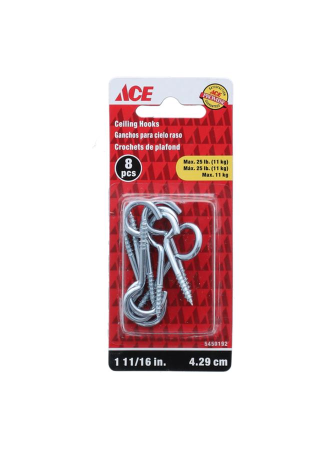 ACE Zinc Plated Durable Ceiling Hook Silver 1-11/16inch TSRW-15 
