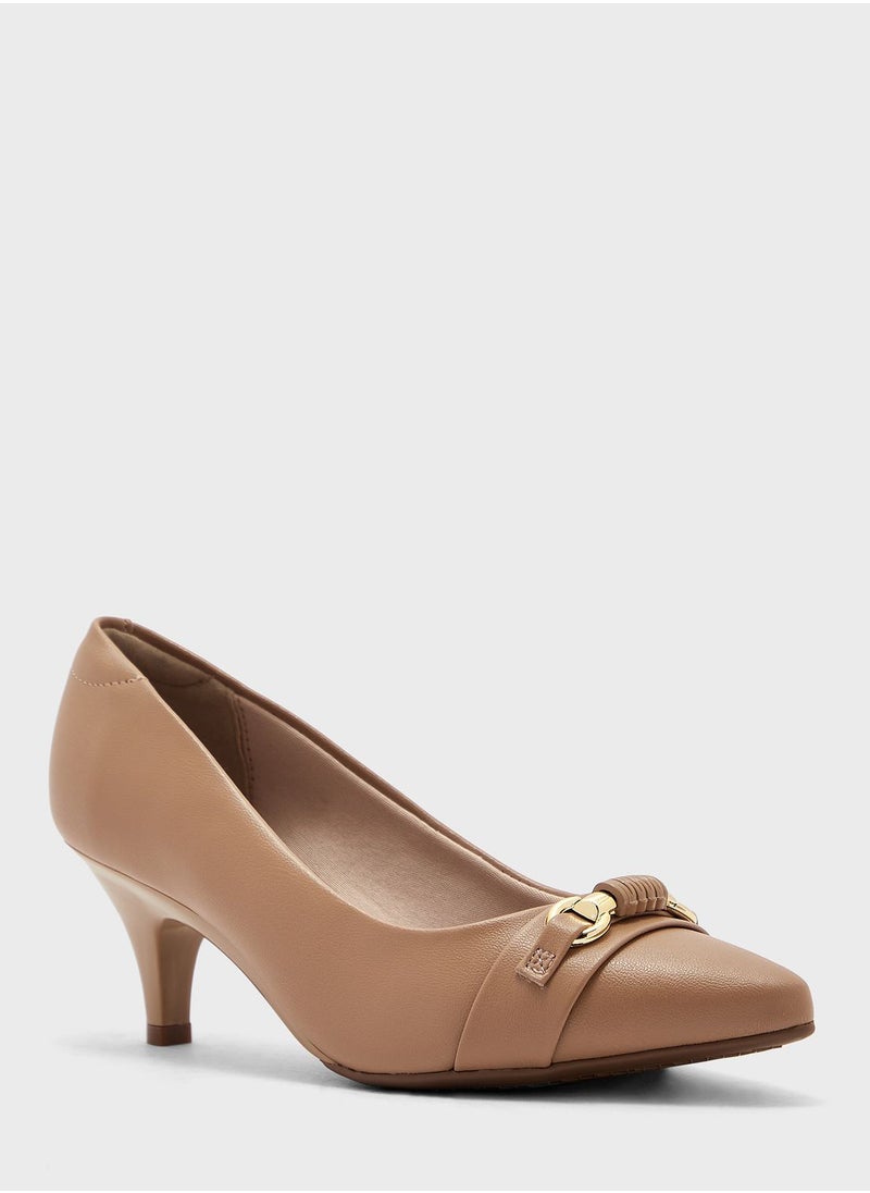 Beira Rio - Melissa Pointed Toe Mid Heel Pumps - Image 1