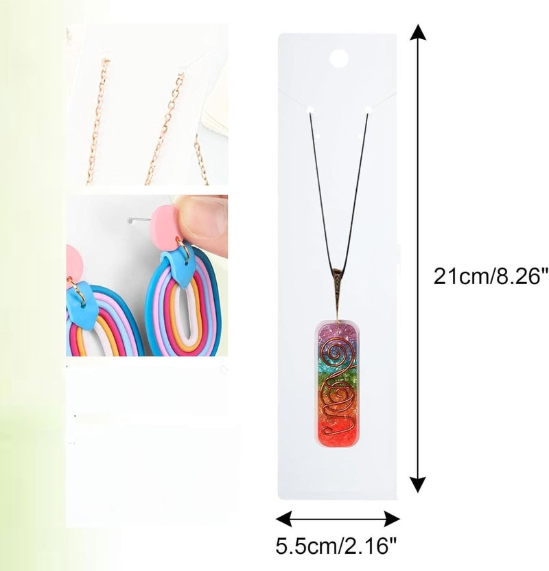 Zenomia Necklace Display Cards, 2.16'' x 8.27'' Long Jewelry Holder Cards, White Earring Display Cards, for You Necklace Cards Hanging Tags, Earring Necklace Holders for Selling Handmade (White) 50Pcs - Image 3