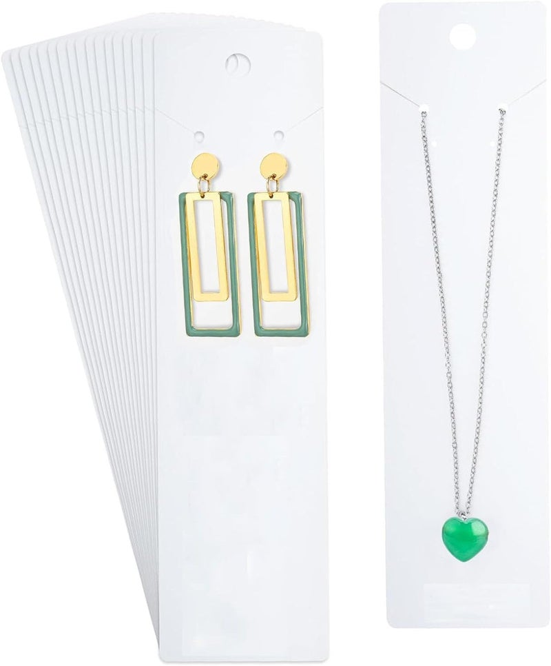 Zenomia Necklace Display Cards, 2.16'' x 8.27'' Long Jewelry Holder Cards, White Earring Display Cards, for You Necklace Cards Hanging Tags, Earring Necklace Holders for Selling Handmade (White) 50Pcs - Image 1