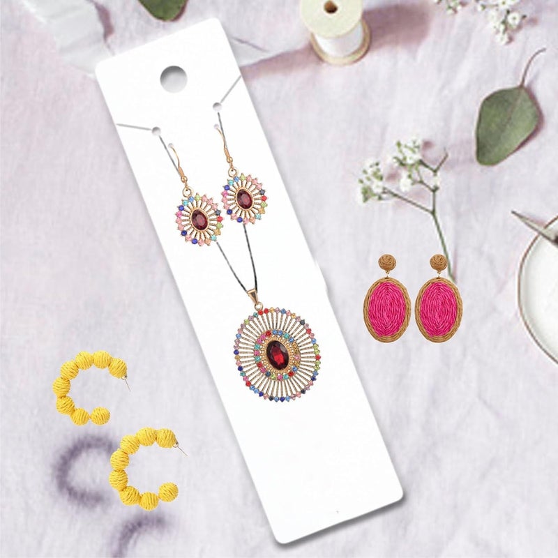 Zenomia Necklace Display Cards, 2.16'' x 8.27'' Long Jewelry Holder Cards, White Earring Display Cards, for You Necklace Cards Hanging Tags, Earring Necklace Holders for Selling Handmade (White) 50Pcs - Image 2