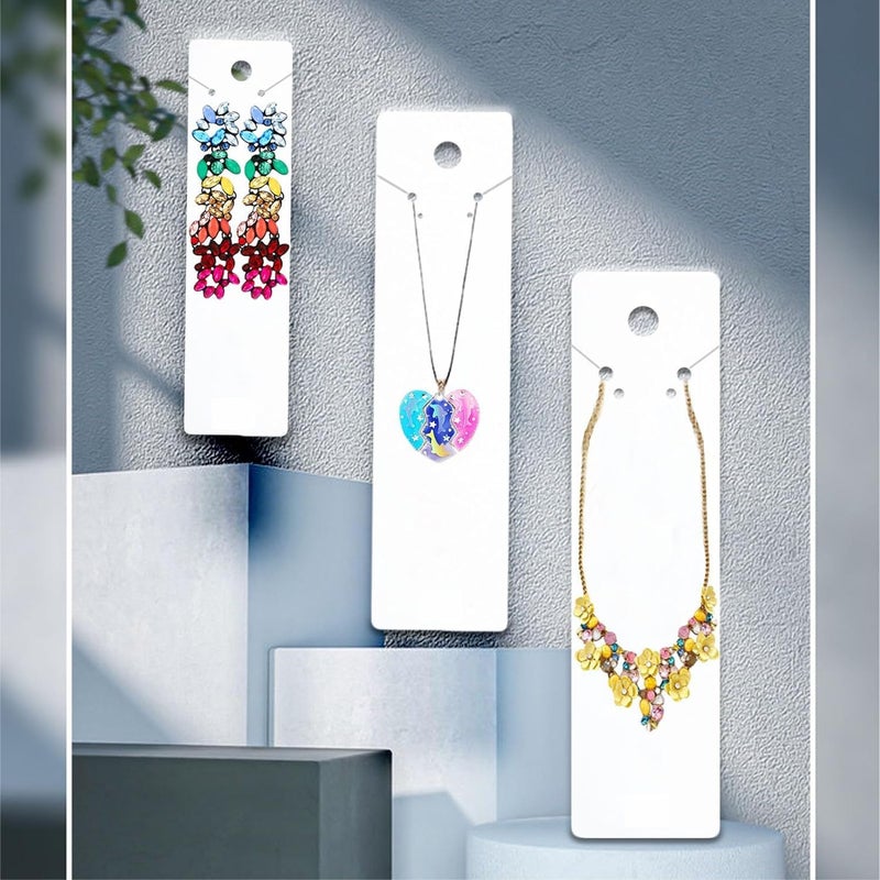 Zenomia Necklace Display Cards, 2.16'' x 8.27'' Long Jewelry Holder Cards, White Earring Display Cards, for You Necklace Cards Hanging Tags, Earring Necklace Holders for Selling Handmade (White) 50Pcs - Image 5