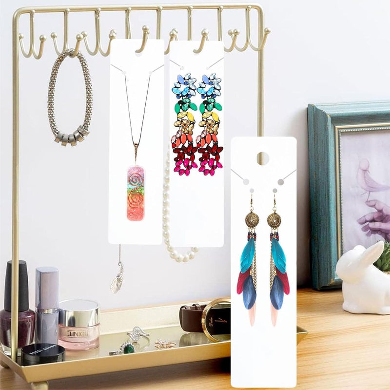 Zenomia Necklace Display Cards, 2.16'' x 8.27'' Long Jewelry Holder Cards, White Earring Display Cards, for You Necklace Cards Hanging Tags, Earring Necklace Holders for Selling Handmade (White) 50Pcs - Image 4