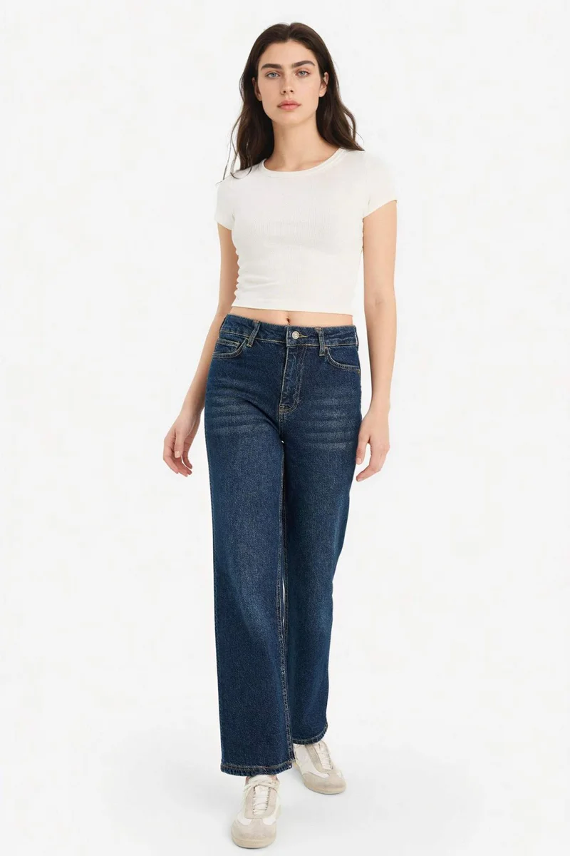 DeFacto Straight Fit High Waist Jeans