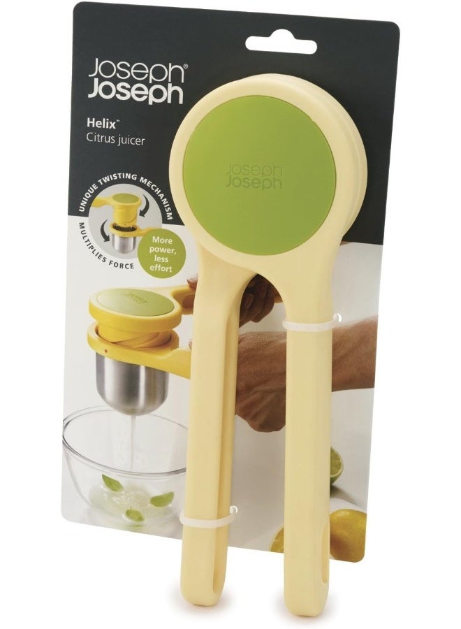 Joseph Joseph 20101 Helix Citrus Juicer Ergonomic Twist-Action Hand Press, Yellow, Stainless Steel