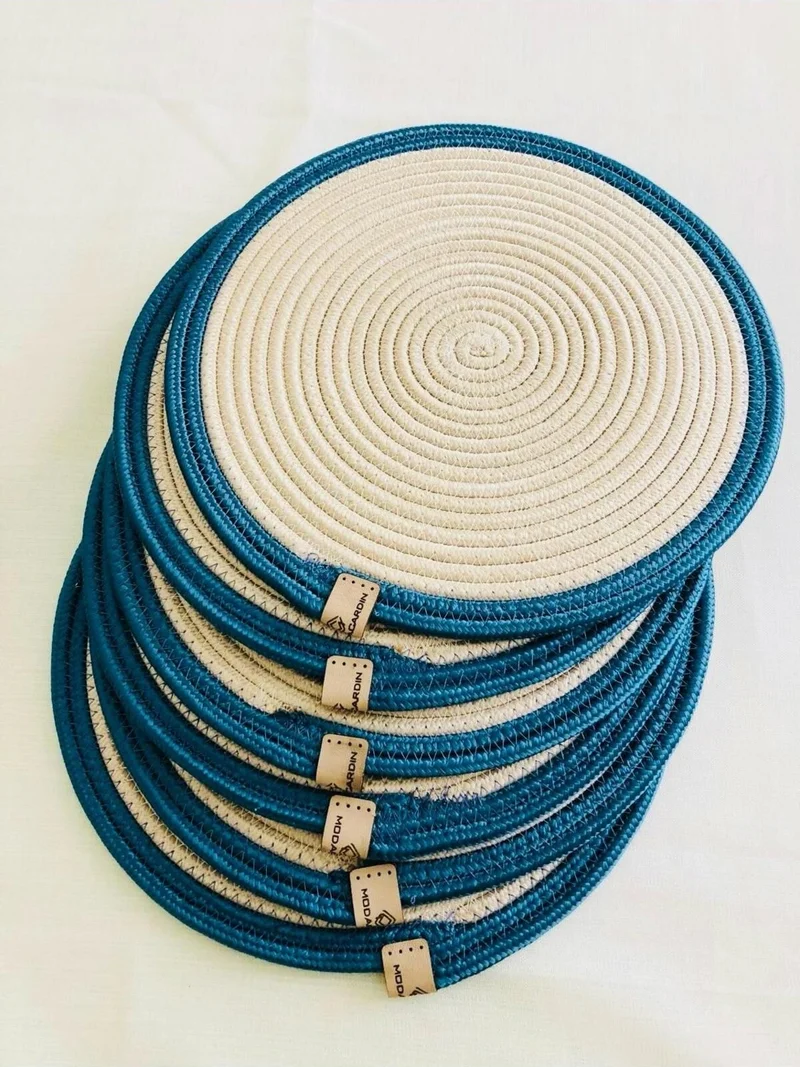 BDZ Deri BDZ Leather Jute American Service Runner Bread Bowl 8 Piece Set
