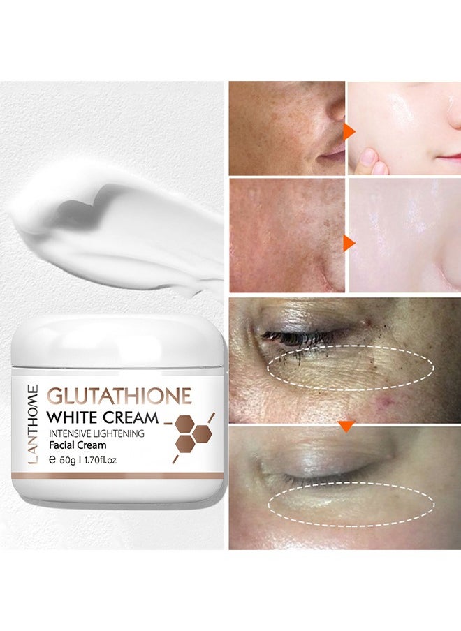 Lanthome Glutathione White  Cream - Enriched With Glutathione 2% Vitamin C & Kojic Acid Reduces The Look Of Age Spots Facial Cream 50g  - Image 1