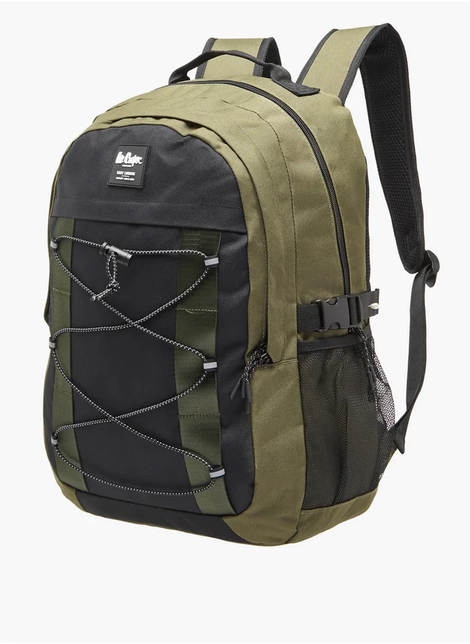 Lee Cooper Men's Logo Applique Backpack with Adjustable Straps and Zip Closure - 14x31x46 cm