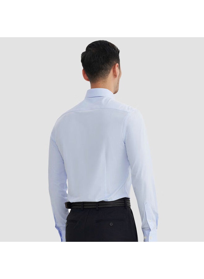 Ouding Yilisa Elizabeth Mulberry Silk Sky Blue High-stretch Shirt For Men, High-end Wrinkle-free Business Shirt, Sky Blue, Size 40 - Image 2