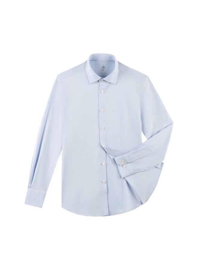 Ouding Yilisa Elizabeth Mulberry Silk Sky Blue High-stretch Shirt For Men, High-end Wrinkle-free Business Shirt, Sky Blue, Size 40 - Image 3