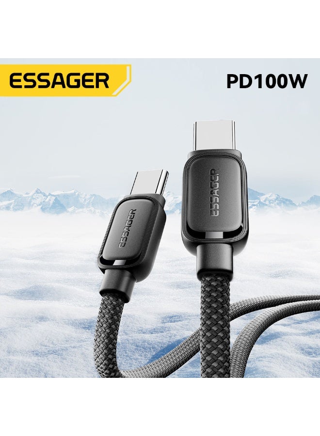 ايساجر كابل Essager 100 واط مغناطيسي USB-C إلى USB-C – PD 3.1 (5A) – نايلون مضفر – 1 متر - Image 5