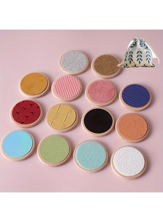 14 Pcs Wooden Tactile Matching Game Sensory Learning Enhances Hand Eye Coordination - Image 1