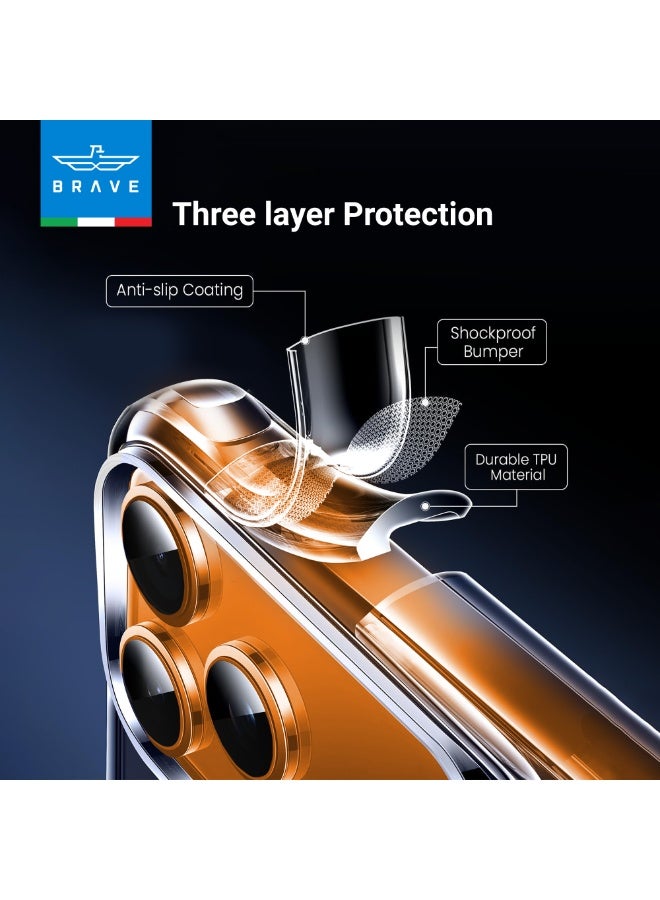 Brave iPhone 17 Pro Max Case Compatible with MagSafe, Shockproof Magnetic Silicone & Hard Shell Hybrid Case, Military-Grade 15ft Drop Protection, 30,000× Drop Tested, Slim Anti-Yellowing, Anti-Scratch & Anti-Fingerprint, Full-Coverage with Raised Edges, Wear-Resistant, Supports Wireless Charging (Clear) - Image 3