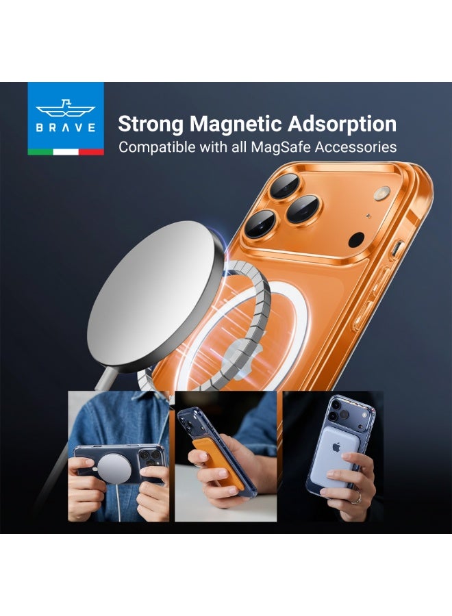 Brave iPhone 17 Pro Max Case Compatible with MagSafe, Shockproof Magnetic Silicone & Hard Shell Hybrid Case, Military-Grade 15ft Drop Protection, 30,000× Drop Tested, Slim Anti-Yellowing, Anti-Scratch & Anti-Fingerprint, Full-Coverage with Raised Edges, Wear-Resistant, Supports Wireless Charging (Clear) - Image 4