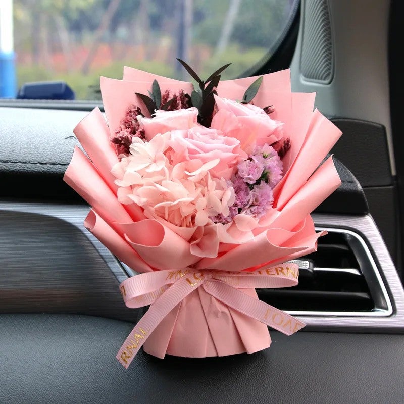 Bluejw Handmade Mini Bouquet Car Air Freshener - Dried Flower Vent Clip Perfume - Natural Dried Plants Fragrance Diffuser for Auto - Image 1