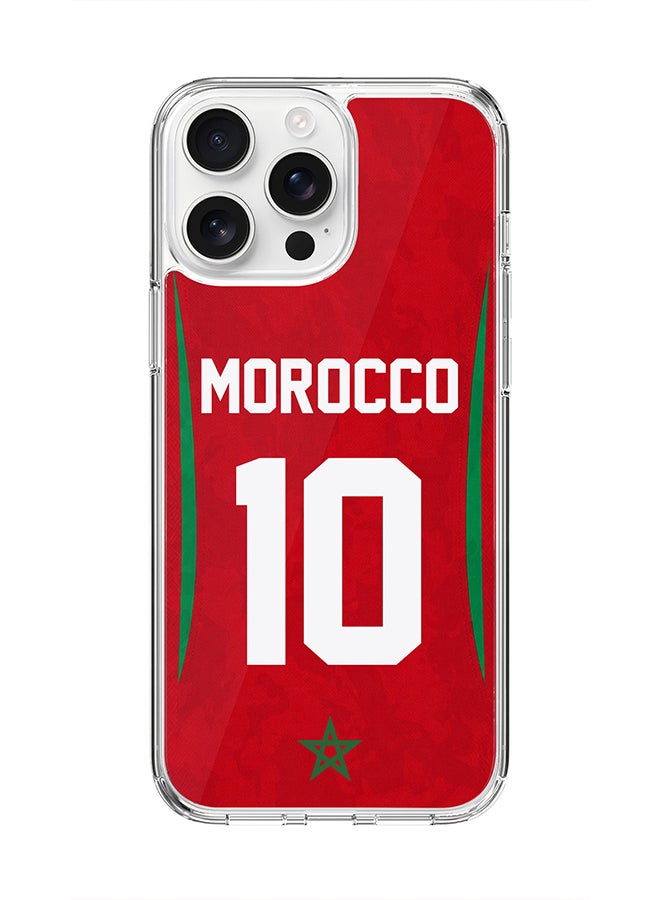 Stylizedd Classic Clear Magnetic Case for Apple iPhone 16 Pro Max , Hybrid Soft Case Flexible Edges Anti Drop TPU PC Gel Thin Transparent Cover [ Designed for Apple iPhone 16 Pro Max ] - Football Team Morocco World Cup 2026 - Image 1