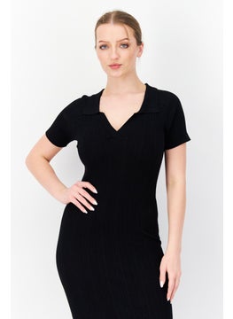 French Connection Women Ribbed Bodycon Dress, Black  - Image 2
