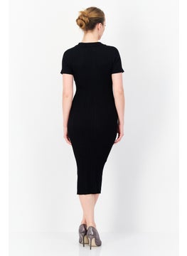 French Connection Women Ribbed Bodycon Dress, Black  - Image 3