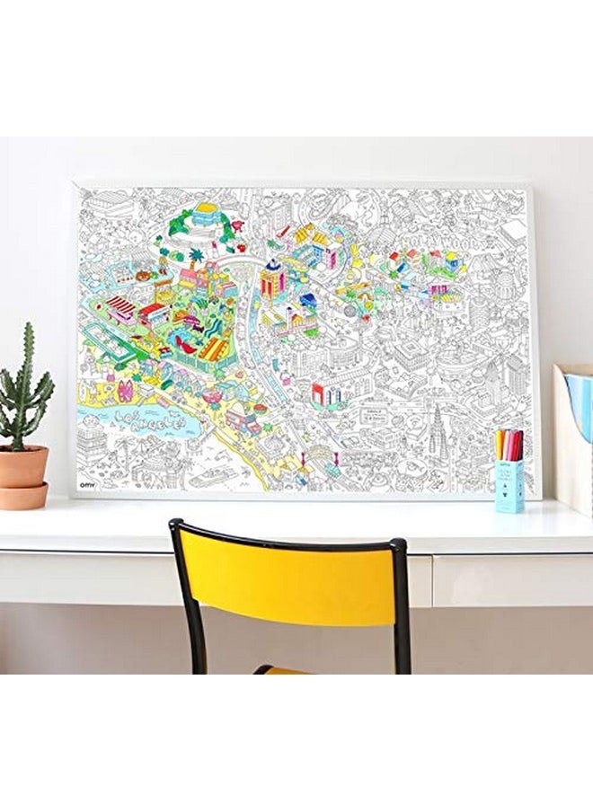 omY Omy Giant Coloring Poster Map, Los Angeles, 40 x 28 inches, Creative Play Fun for Kids, Adults, and The Whole Family.  - Image 3