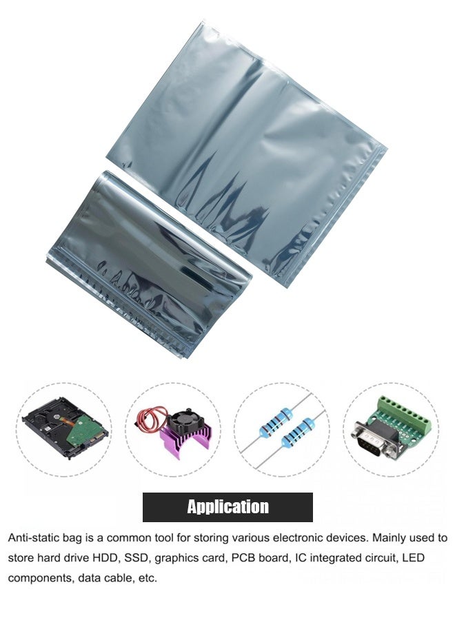 10 Pcs Anti Static ESD Bags, 30x40cm (11.81x15.74in) Resealable Zip Lock Anti-Static Bags, for Motherboards GPU Hard Drive SSD RAM Electronic Components, Protects from Static Moisture Dust - Image 5