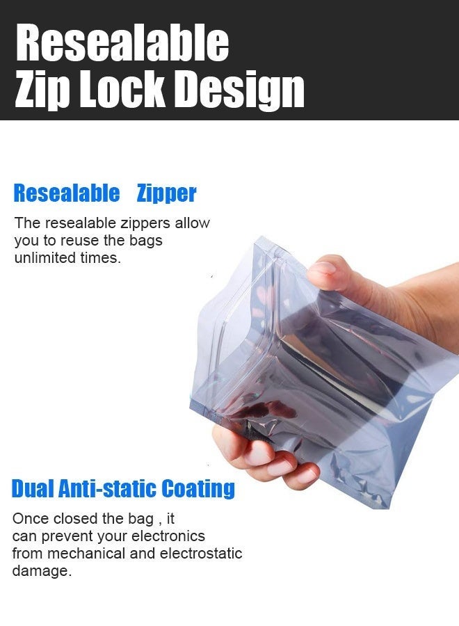 10 Pcs Anti Static ESD Bags, 30x40cm (11.81x15.74in) Resealable Zip Lock Anti-Static Bags, for Motherboards GPU Hard Drive SSD RAM Electronic Components, Protects from Static Moisture Dust - Image 3
