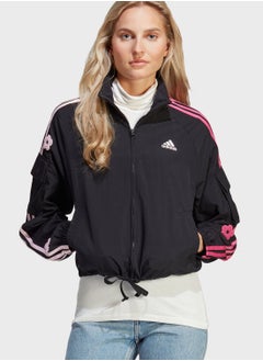 3 Stripe Flower Print Jacket