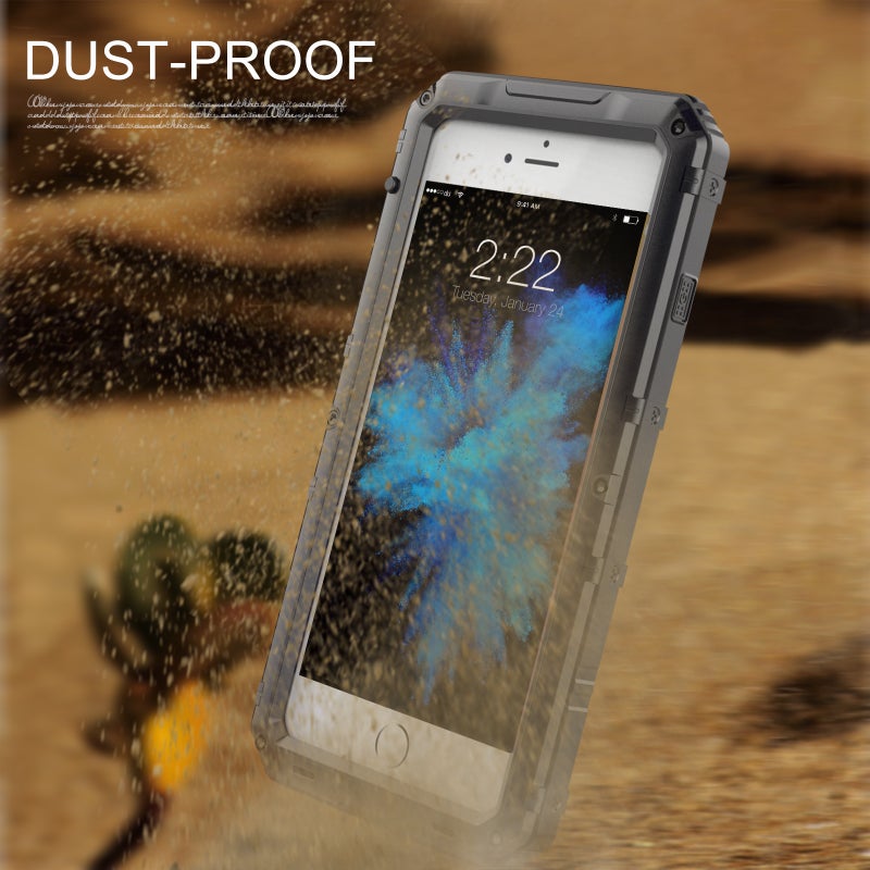 HuHa Case Cover For iPhone SE 2022 / SE 2020 / 8 / 7 Metal + Silicone Phone Case with Screen Protector(Black) - Image 5