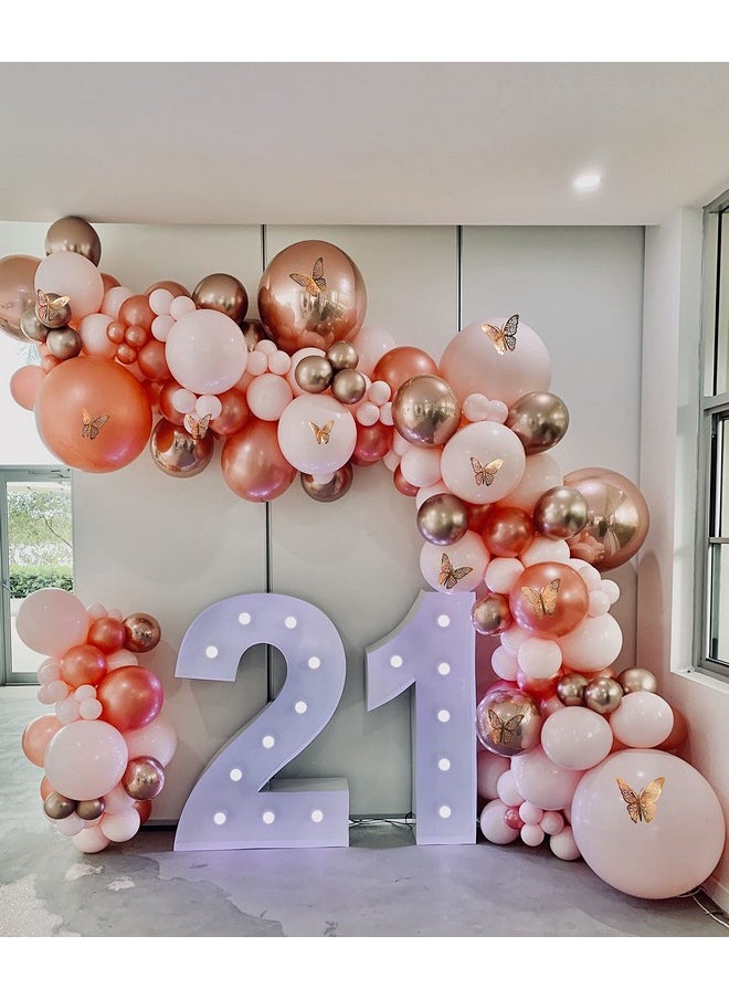 بالونار مجموعة بالونات BALONAR 125 قطعة من بالونات جارلاند باللون الوردي الذهبي والأبيض مع سلسلة بالونات من اللاتكس المعدني مقاس 18/10/5 بوصة لحفلات الزفاف وأعياد الميلاد وحفلات استقبال المولود الجديد والذكرى السنوية.  - Image 4