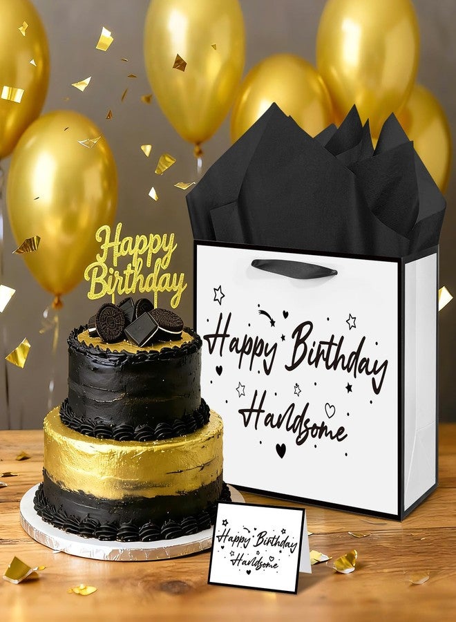 Innovoscape Black and White Birthday Gift Bag for Men Boys Handsome Birthday Party Bag with Tissue Paper and Greeting Card Bday Gifts for Men Husband Boyfriend Brother Anniversary Party Decoration Supplies - Image 4