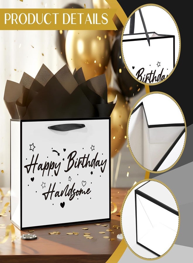 Innovoscape Black and White Birthday Gift Bag for Men Boys Handsome Birthday Party Bag with Tissue Paper and Greeting Card Bday Gifts for Men Husband Boyfriend Brother Anniversary Party Decoration Supplies - Image 2