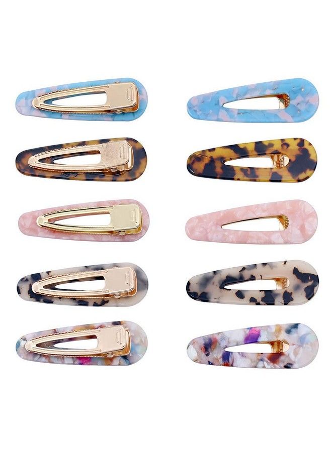 STAR WORK Acrylic Alligator Hair Clips Resin Leopard Print Hair Barrettes Artificial Headwear Hollow Geometric Hairpins For Girls Women Hair Accessories (Pattern 1 (5 Pcs)) - Image 1
