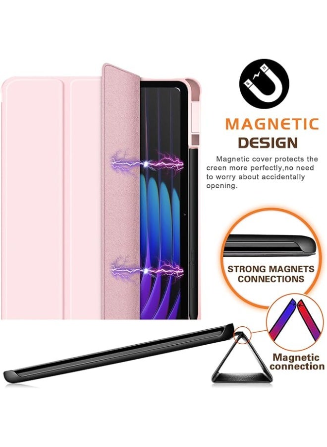 حافظة متوافقة مع ايباد اير 11 انش M4/M3/M2 (2026/2025/2024)، ايباد اير الجيل الخامس/الرابع 10.9 انش (2022/2020)، غطاء شفاف مع حامل قلم، حامل على شكل حرف واى  (بينك) - Image 5