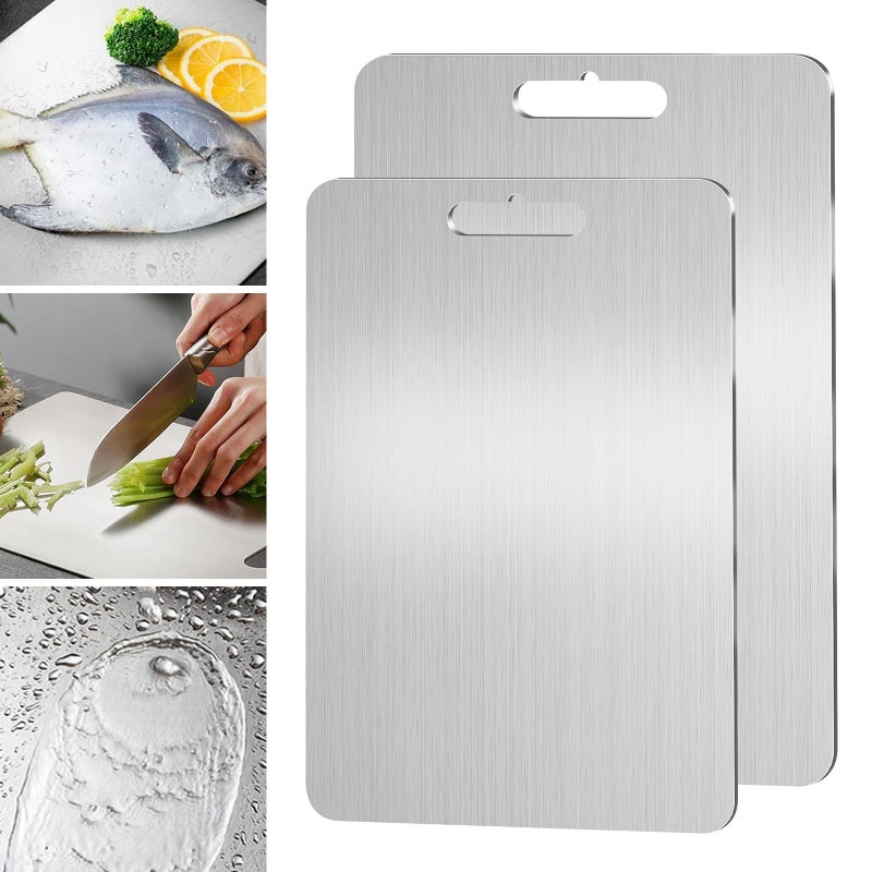 IGRARK Titanium Cutting Board, Cutting Boards For Kitchen, 2 Pack Double-Sided Food-Grade Titanium Cutting Board For Cutting Meats, Fruits And Vegetables - Image 1