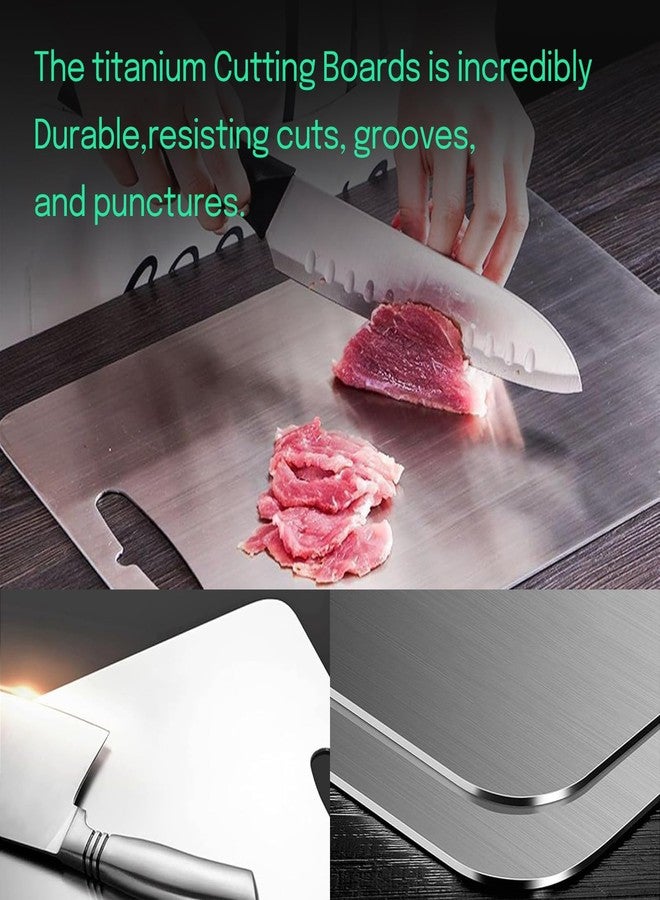 IGRARK Titanium Cutting Board, Cutting Boards For Kitchen, 2 Pack Double-Sided Food-Grade Titanium Cutting Board For Cutting Meats, Fruits And Vegetables - Image 4