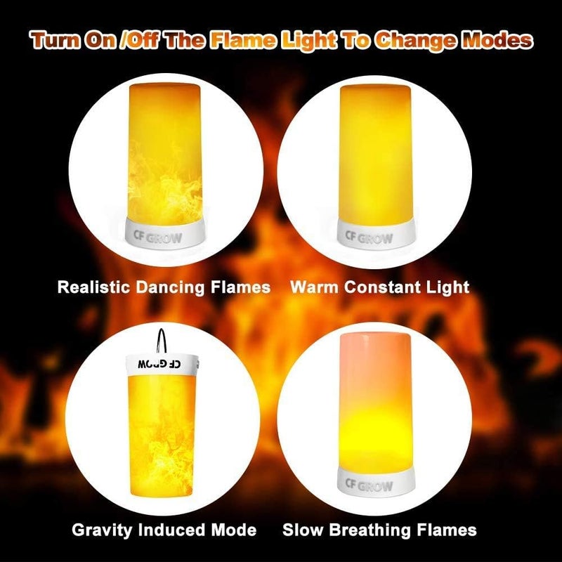 CFGROW LED Flame Effect Fireplace Light with Remote & Timer, USB Rechargeable Battery Operated Flameless Candle Light for Room Party Bar Decor - 2 PCS - Image 2
