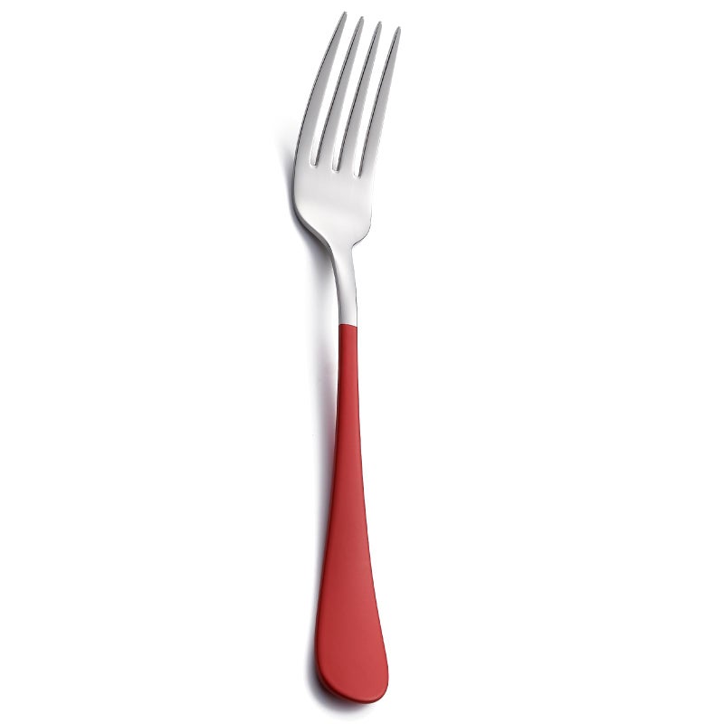 Onlycooker Red Dinner Fork, 18/0 Red handle Stainless Steel Satin Finish 8.1-inch Silverware Flatware Fork Set, Set of 12, Dishwasher Safe - Image 1