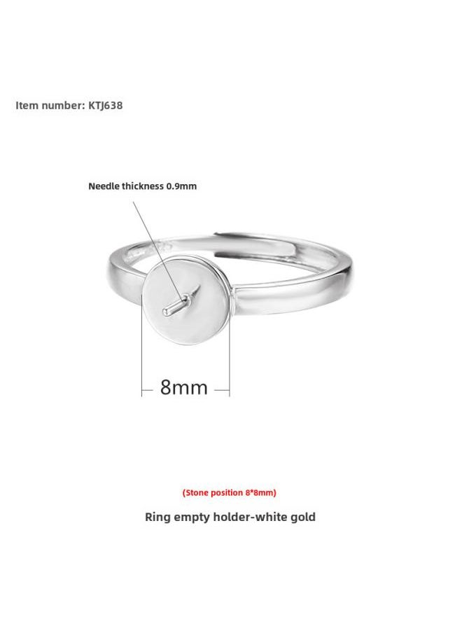 Generic S925 Silver Ring Empty Topping Head With Needle Multi-stone Silver Ring Holder For Men And Women Ring Holder Diy Beeswax Round Bead Ring Holder 