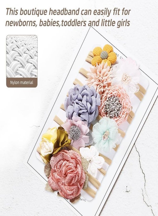 Shivashay 8Pcs Baby Hair Band Flower Headband for Baby Girl, Soft Elastic Hair Bands for Babies, Handmade Cute Floral Baby Hair Band for Baby Girls Toddler, Shower Gift for New Born Baby Girl Boy - Image 4