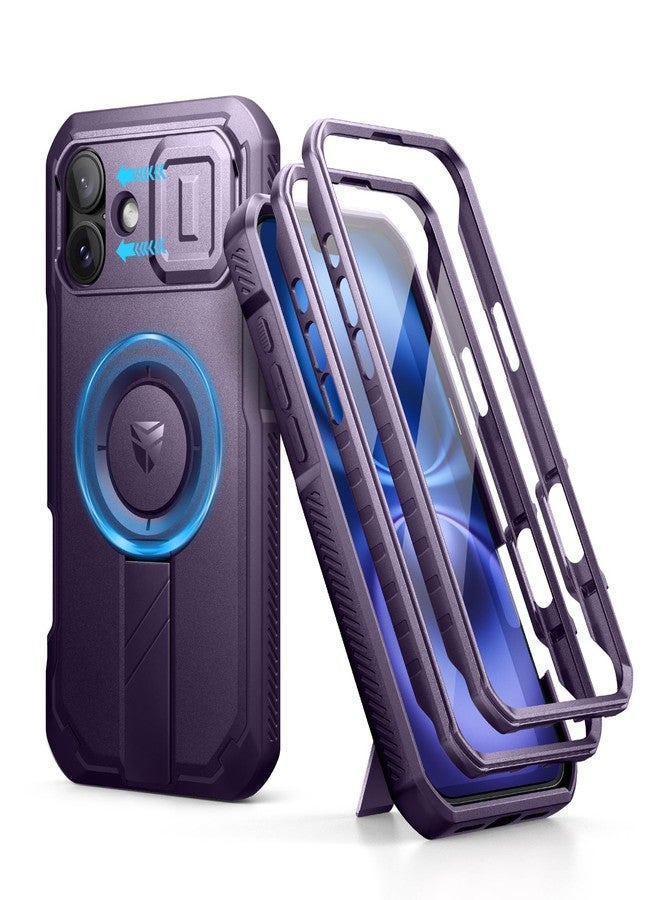 Dexnor for iPhone 16 Plus Case with Slide Camera Cover&Adjustable Kickstand & Built-in Screen Protector,Compatible With MagSafe Shockproof Cases Heavy-duty Magnetic Protective Cover,Phantom Purple - Image 1