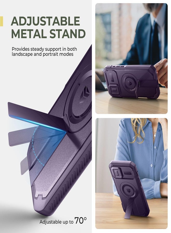 Dexnor for iPhone 16 Plus Case with Slide Camera Cover&Adjustable Kickstand & Built-in Screen Protector,Compatible With MagSafe Shockproof Cases Heavy-duty Magnetic Protective Cover,Phantom Purple - Image 5