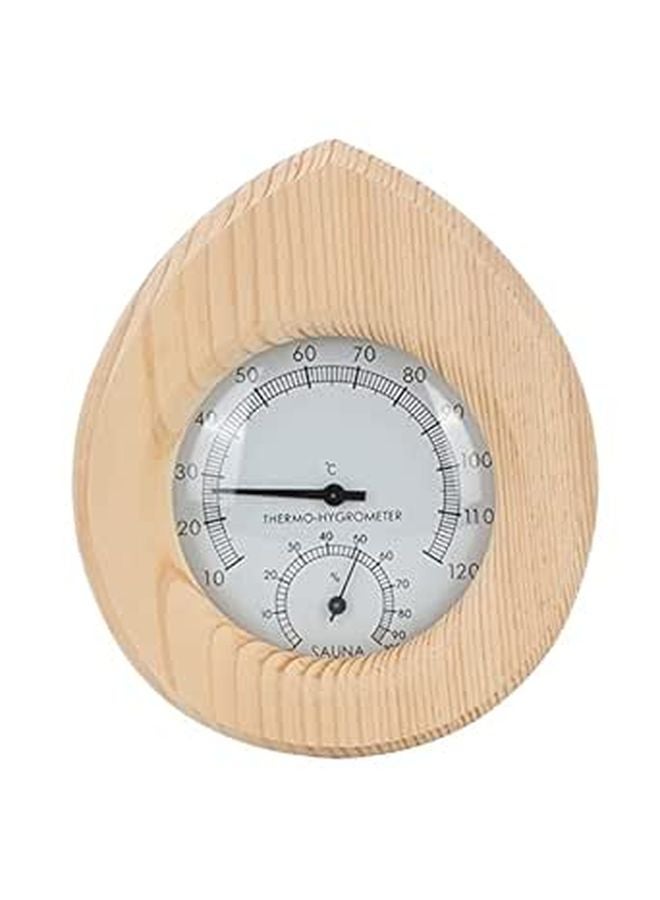 Wooden Sauna Hygrometer Thermometer 2 In 1 Handmade Drop Shape With Clear Scale - Image 1