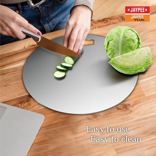 Jaypee Plus Kitchen-X Round 304 Stainless Steel Chopping Board for Fruits and Vegetable with Handle Grip and Ergonomic Hanger for Kitchen 31 x 31 cm - Image 4