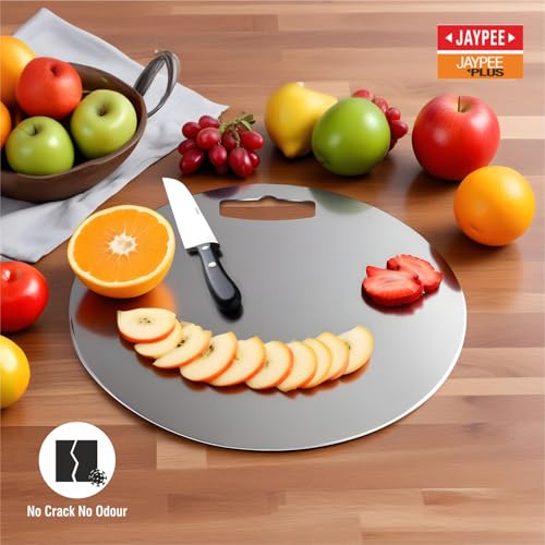 Jaypee Plus Kitchen-X Round 304 Stainless Steel Chopping Board for Fruits and Vegetable with Handle Grip and Ergonomic Hanger for Kitchen 31 x 31 cm - Image 5