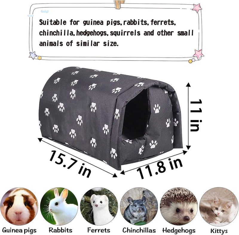Hamiledyi Bunny Cave Bed Small Animal Warm Nest Habitats Guinea Pig Hideouts Stray Cats Shelter Cage Accessories for Hamster Cats Rat Mice Chinchilla Flying Squirrel (Black) - Image 5