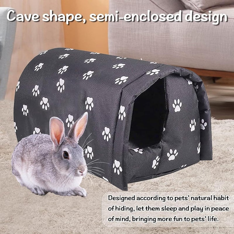 Hamiledyi Bunny Cave Bed Small Animal Warm Nest Habitats Guinea Pig Hideouts Stray Cats Shelter Cage Accessories for Hamster Cats Rat Mice Chinchilla Flying Squirrel (Black) - Image 4