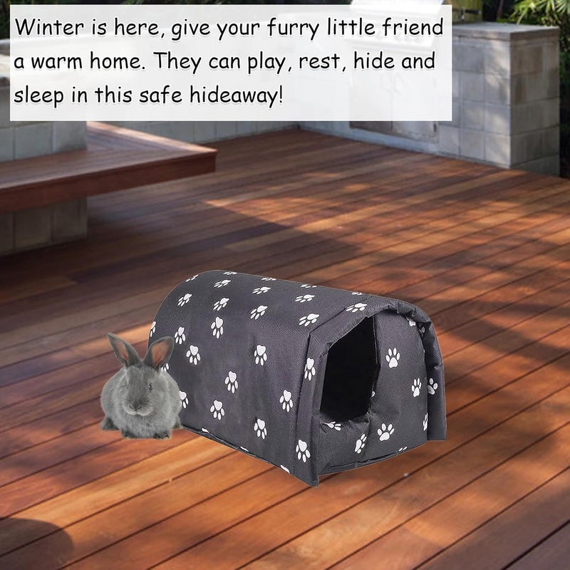 Hamiledyi Bunny Cave Bed Small Animal Warm Nest Habitats Guinea Pig Hideouts Stray Cats Shelter Cage Accessories for Hamster Cats Rat Mice Chinchilla Flying Squirrel (Black) - Image 2