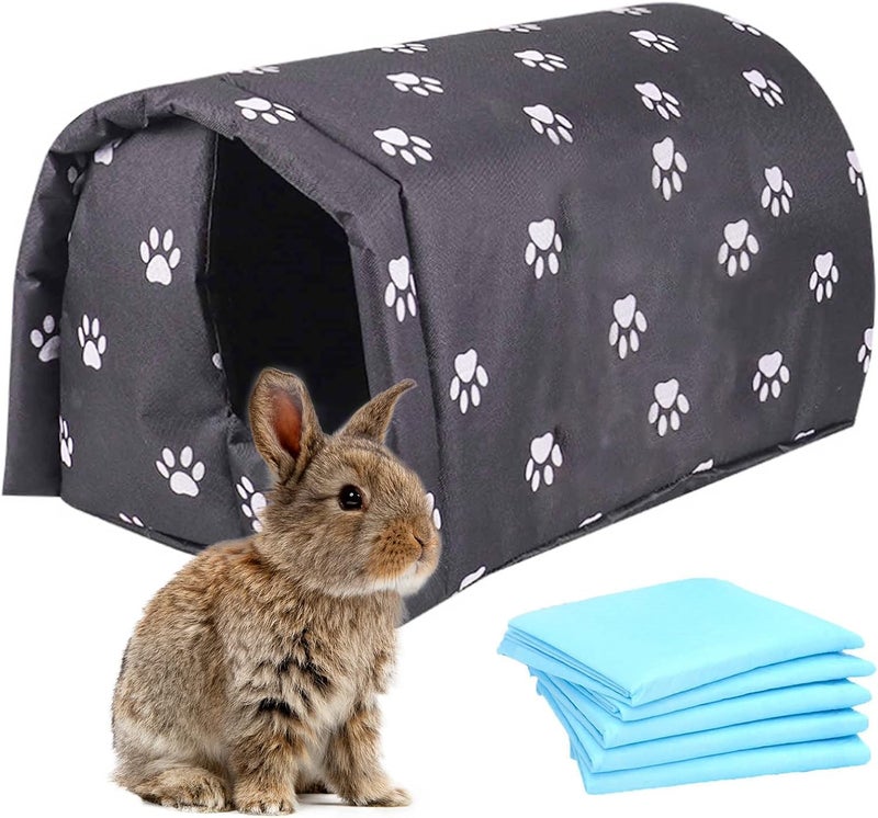 Hamiledyi Bunny Cave Bed Small Animal Warm Nest Habitats Guinea Pig Hideouts Stray Cats Shelter Cage Accessories for Hamster Cats Rat Mice Chinchilla Flying Squirrel (Black) - Image 1