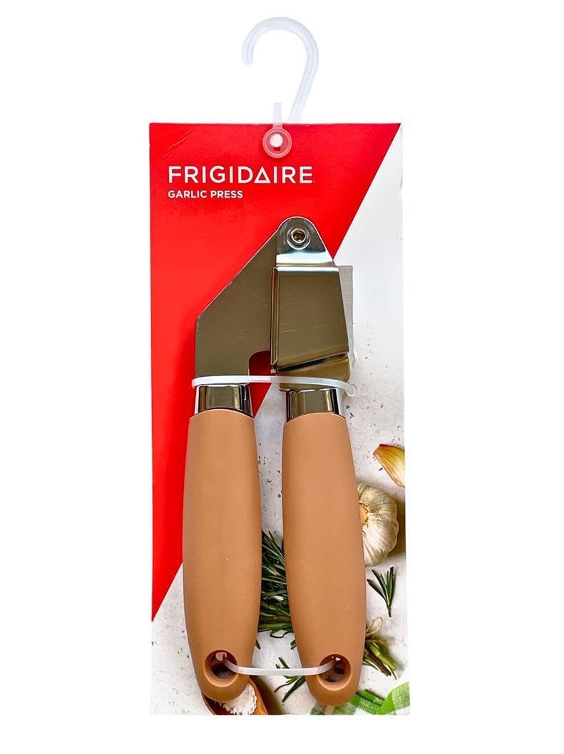 Frigidaire Garlic Press, Stainless Steel with Soft Ergonomic Silicone Handle (ROSE)